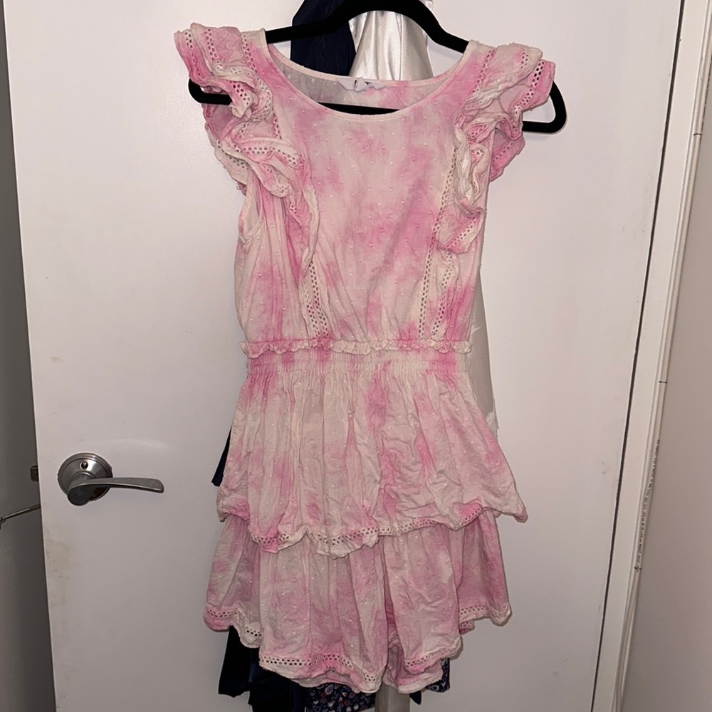 BB Dakota Steve Madden pink and white tie dye cotton mini dress. Size small